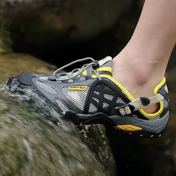 Мужская женская Водная Обувь из искусственной Сетки, Дышащая короткая обувь для летней Рыбалки, Быстросохнущие Мужские Уличные Водонепроницаемые Детские кроссовки