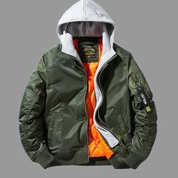 Мужская зимняя куртка-бомбер MA1, толстые куртки N2B, Непромокаемая бейсбольная куртка с капюшоном и несколькими карманами, модная Свободная ветровка ВВС