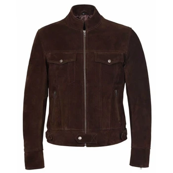 Мужская коричневая замшевая куртка в стиле Real Coffee Racing Jacket Европейская и американская тенденция моды