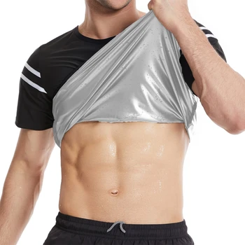 Мужская одежда для потения, формирующая фигуру, Облегающая спортивная рубашка, корсет с круглым вырезом, топ для фитнеса с коротким рукавом