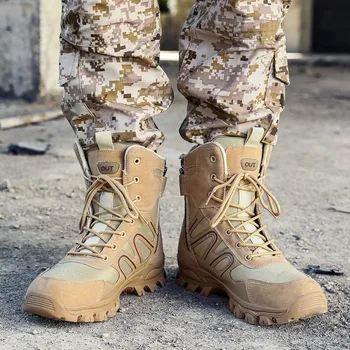 Мужская осенне-зимняя походная обувь, армейские охотничьи ботильоны, высокие треккинговые спортивные кроссовки для альпинизма.