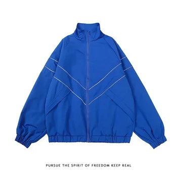 Мужская повседневная куртка Klein Blue в стиле ретро со стоячим воротником, Уличная Свободная куртка для пары