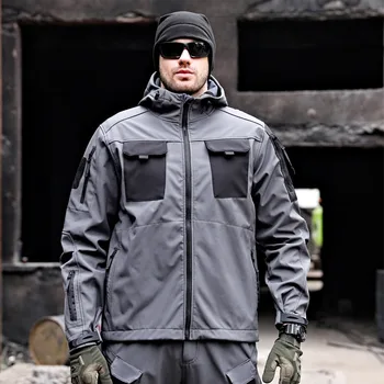 Мужская тактическая куртка, уличная штурмовая куртка с мягкой оболочкой, множество карманов, утолщенная мотоциклетная куртка в стиле пэчворк, роскошная мужская куртка