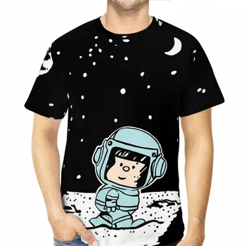 Мужская футболка с принтом из полиэстера LunaticAnime Mafalda, спортивная одежда для активного отдыха, повседневная футболка, уличные футболки