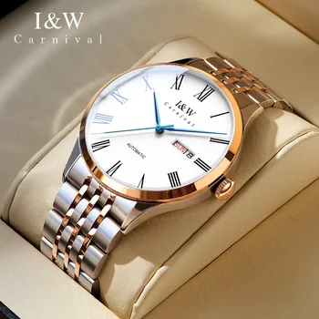 Мужские механические часы Carnival элитной серии I & W от бренда MIYOTA, автоматические наручные часы из нержавеющей стали с сапфировым стеклом