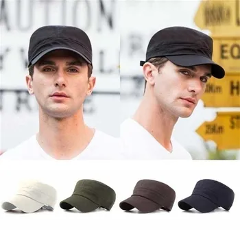 Мужские однотонные кепки Регулируемая винтажная шляпа в стиле военного курсанта, Дышащая Солнцезащитная повседневная однотонная кепка, высокое Качество, мода