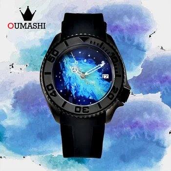 Мужские часы OUMASHI Watch for Wen Luxury с автоматическим механическим часовым механизмом NH35, Водонепроницаемые часы из нержавеющей стали, Светящиеся 007
