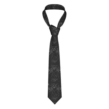 Мужской галстук Тонкий, тощий, жуткий Черный Кот с крыльями монстра, галстук, модный галстук, свободный стиль, мужской галстук, вечеринка, Свадьба