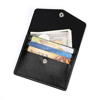Мужской кошелек из искусственной кожи с пряжкой в деловом стиле и рисунком личи, ультратонкие кошельки для монет, простые короткие сумки для кредитных карт, несколько слотов для карт