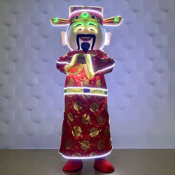 Мультяшное светодиодное освещение God of Fortune костюм куклы бар DJ Творческая атмосфера реквизит Китайский Новый Год светящиеся в темноте принадлежности