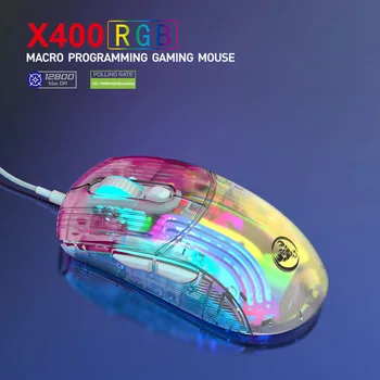 Мышь Новая Механическая Проводная Прозрачная игровая мышь 12800 точек на дюйм Игровая мышь 7 клавиш макропрограммирования