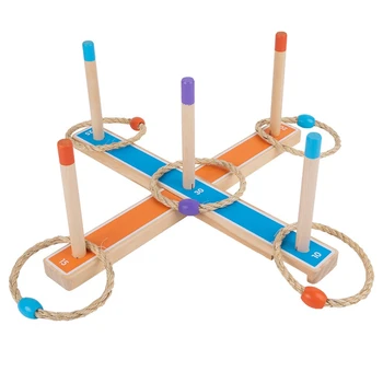 Набор игрушек для подбрасывания колец, детская игра в кольцо на открытом воздухе для детей от 3 до 12 лет, подвижные игры, кассета для игры в деревянное кольцо