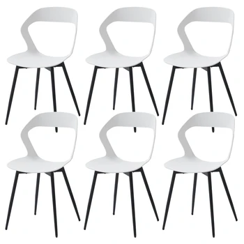 Набор из 6 обеденных стульев Scandinavia для столовой мебели, стул Nordic Designer, Креативный бытовой стул со спинкой, белый / черный