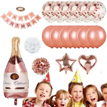 Набор шаров из фольги с круглой звездой из розового золота для шампанского, украшения для вечеринки в честь Дня рождения, Свадебные Принадлежности для рождественской вечеринки
