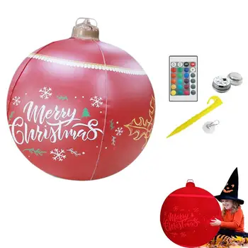 Надувной Рождественский шар из ПВХ, 60 см, светодиодный шар, надувные изделия из ПВХ с дистанционным управлением, Надувной шар с подсветкой на Рождество