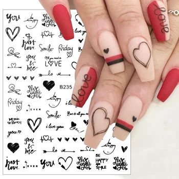Наклейка для ногтей Love Heart Water на английском Языке Наклейка с Любовным письмом Дизайн Валентинки Слайдеры для дизайна ногтей Наклейки для маникюра