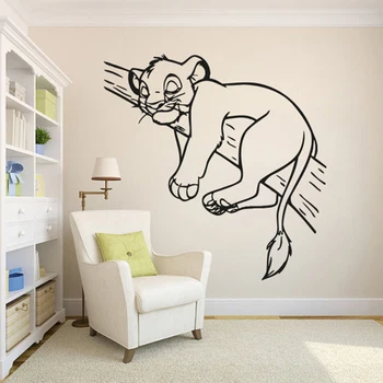 Наклейка на стену Simba Lion Детская спальня Декор для детской комнаты Мультяшные Львы Настенная роспись с милыми животными Виниловая наклейка на стену Память детства S322
