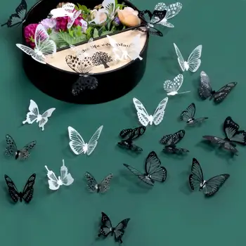 Наклейки на стены с бабочками 90шт 3D наклейка с бабочками Легко наносится Элегантный полый дизайн Наклейки на стены с бабочками для домашнего декора своими руками