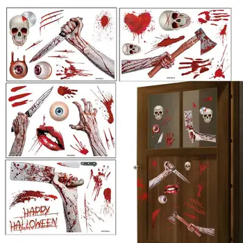 Наклейки с отпечатками рук на Хэллоуин, наклейки с ужасным кровавым принтом, полные ужасов, принадлежности для декораций для костюмированных вечеринок для косплея.
