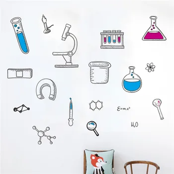 Наклейки с рисунком химического экспериментального оборудования на стену для классной комнаты, кабинета, детской комнаты, украшения дома, настенной росписи, художественной наклейки в детскую