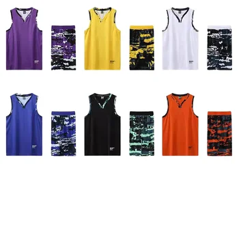 Настраиваемый комплект спортивной баскетбольной одежды для взрослых мужчин с дышащим и камуфляжным, быстросохнущим баскетбольным мячом