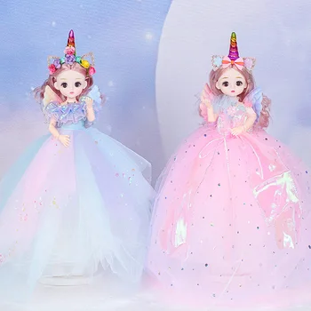 Новая 32-сантиметровая кукла-принцесса с милым Единорогом на свадьбу, куклы Kawaii Bjd, 23 сустава, Подвижная игрушка для девочек, подарок на День рождения