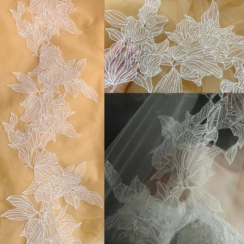 Новая Белоснежная кружевная свадебная ткань Украшение свадебного платья Аксессуары с кружевной отделкой 