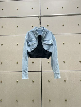 Новая джинсовая куртка в стиле пэчворк, свободная версия, стильная и шикарная в стиле ретро