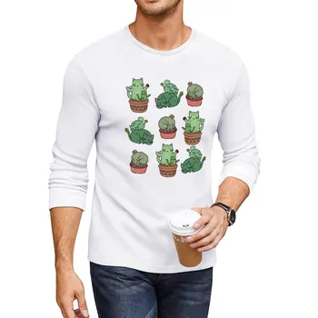Новая длинная футболка Cactus Cats, однотонная футболка, мужская футболка, пустые футболки, мужская одежда