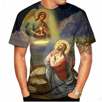 Новая модная летняя повседневная уличная одежда, мужские футболки с изображением Бога, религия, Христос Иисус, мужская футболка с 3D-принтом