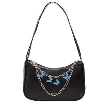 Новая роскошная дизайнерская женская сумка, тренд 2023 года, сумка подмышками, Яркая Цветная сумка с бабочкой и цепочкой, женская сумка через плечо, Женская покупательница