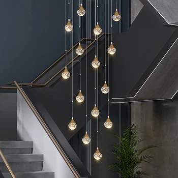 Новая роскошная люстра для скандинавского освещения интерьера, люстра в стиле лофт, современная сферическая люстра для гостиной, дизайнерская люстра для лестницы