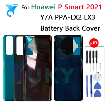 Новинка Для Huawei P Smart 2021/Y7A Задняя Панель Крышки Батарейного Отсека Задняя Пластиковая Дверца Корпуса С Клеем Для Объектива Камеры PPA-LX2 LX3