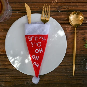 Новогодний Рождественский подарок Посуда Вилка Держатель для ножей Сумка Navidad Noel Рождественские украшения для домашнего ужина