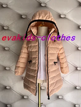 Новое поступление Детской осенне-зимней пуховой хлопчатобумажной куртки Модный дизайн для девочек теплая повседневная длинная куртка Пуховое пальто одежда