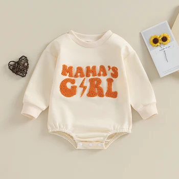 Новорожденный Младенец, комбинезон с пузырьками для девочек, толстовка с круглым вырезом и нечеткими буквами, пуловер осенней одежды