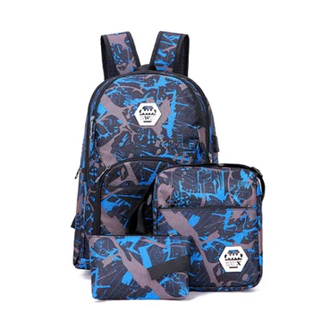 Новые 3 шт./компл. USB мужские рюкзаки, камуфляжные школьные сумки для девочек и мальчиков, высококачественные нейлоновые школьные сумки, дорожный рюкзак