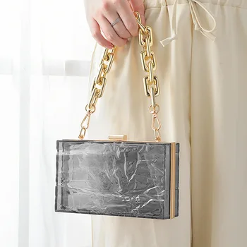 Новые Акриловые наплечные сумки Ice Crack, прозрачная популярная Европейско-американская сумка для ужина, модная женская сумка-клатч