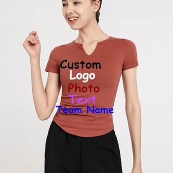 Новые европейские и американские спортивные топы, женские сексуальные облегающие быстросохнущие футболки для йоги с логотипом на заказ