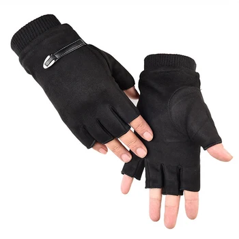 Новые модные Зимние замшевые мужские перчатки Grace, Винтажные Теплые ветрозащитные перчатки для вождения с сенсорным экраном, перчатки без пальцев, Варежки Оптом