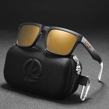 Новые поступления KDEAM, Модные Красочные Квадратные поляризованные Солнцезащитные очки для мужчин, Солнцезащитные очки для рыбалки, линзы с защитой UV400 в жестком футляре