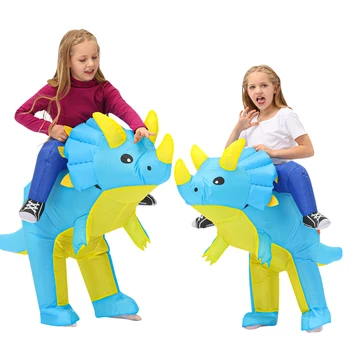 Новый дизайн надувного костюма динозавра для детей, косплей на вечеринку в честь Пурима, милый детский костюм для верховой езды на Трицератопсе