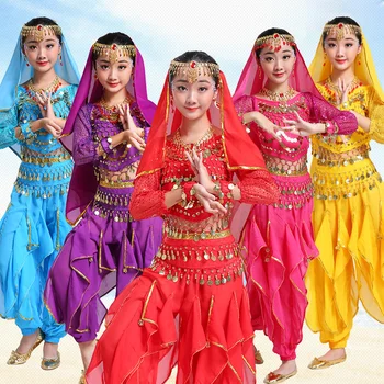Новый костюм для Индийского Танцевального представления Женский костюм для представления танца живота Детский в Синьцзян Таймс