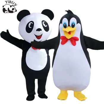 Новый Плюшевый костюм талисмана Панды, Забавный Костюм Куклы-Пингвина, Рождественский Набор для косплея Мультяшной Панды на Хэллоуин
