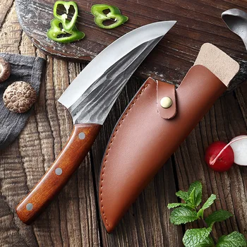 Нож для разделки мяса, Кованый Обвалочный нож с ножнами, Мясницкие ножи, Филейный нож из высокоуглеродистой стали, Овощные ножи для кухни