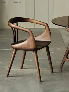 Обеденный стул Nordic из цельного дерева, современный ретро-дизайн, ленивый стул с домашней спинкой, дизайнерское кресло для учебы, шезлонг