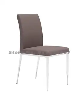Обеденный стул В Китайском стиле, домашний Современный Минималистичный стул со спинкой из нержавеющей стали, Оранжевое Мягкое Кожаное Ресторанное кресло Прямого силуэта