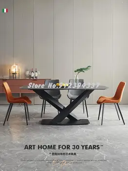 Обеденный стул в скандинавском стиле, домашний современный минималистичный стул из кованого железа, стул для ресторана в индустриальном стиле, мягкая сумка, дизайнерская кожа