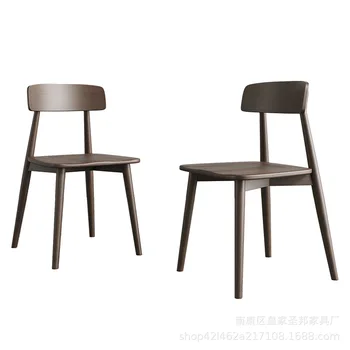 Обеденный стул из массива дерева в скандинавском ретро-стиле, современный минималистичный домашний стул, французский минималистичный обеденный стул цвета орехового дерева высокого качества