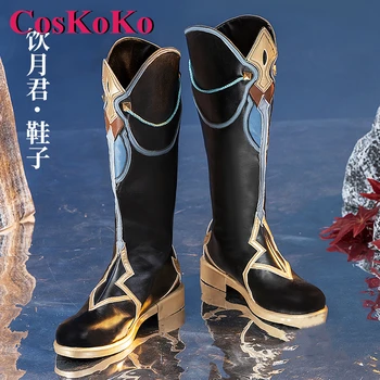 Обувь CosKoKo Dan Heng Для Косплея Honkai: Star Rail Lunar Drinker Кожа Модные Высокие Сапоги Аксессуары Для Ролевых Игр На Хэллоуин Новый